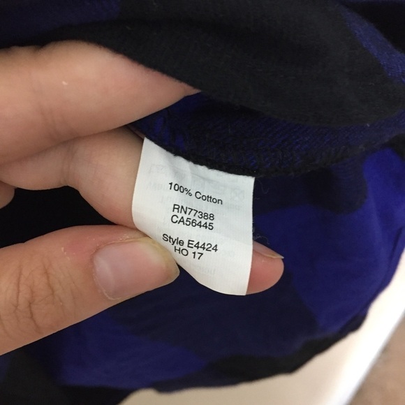 [J. Crew Factory] Blue & Black Buffalo Plaid Top - Picture 7 of 9